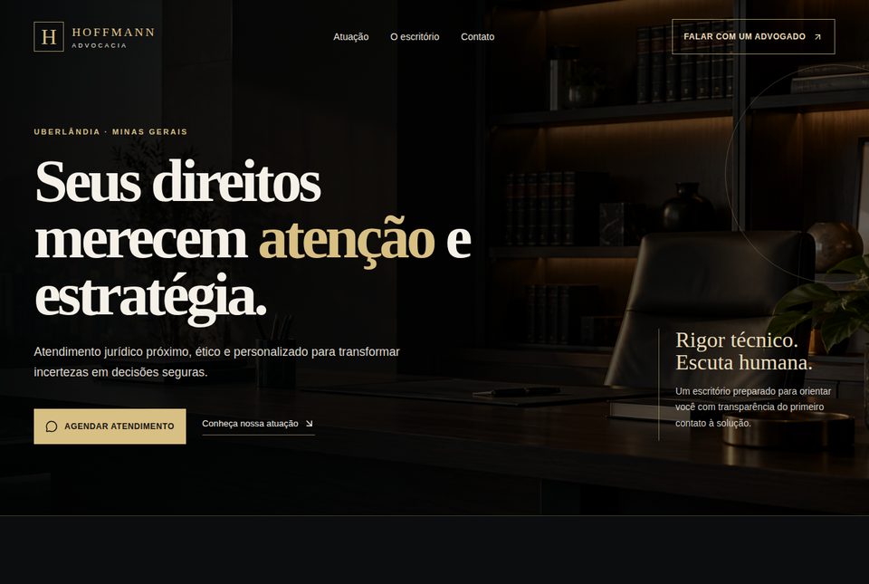 Página inicial do site Hoffmann Advocacia
